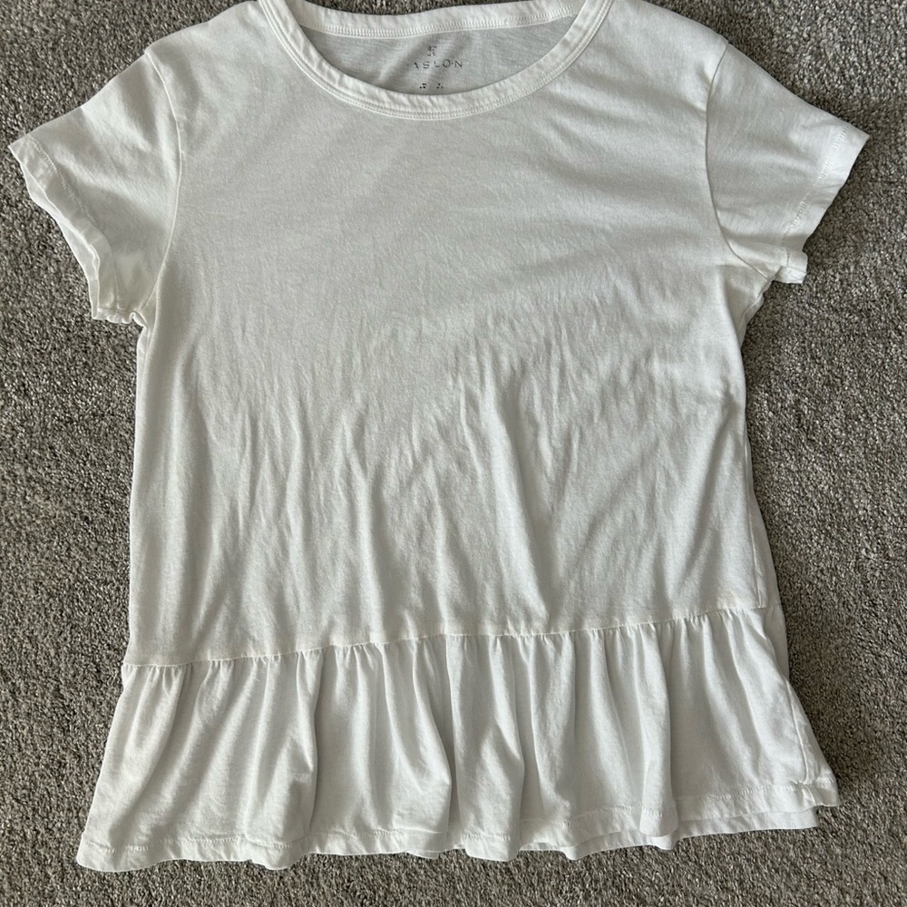Nordstrom Caslon White Ruffle Hem T-Shirt